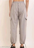 Grey/Black Polycotton Women's Cargo Pant Combo - Stylish fit for ladies, ideal gift for sisters, friends, wives, mothers. Made in India