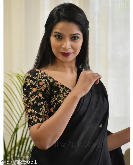 Designer Georgette saree with dupion silk blouse, embellished in washed patterns, free size, India