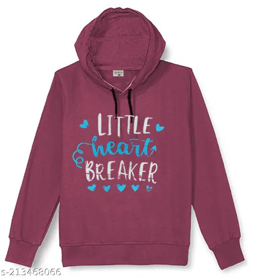 Cotton blend girls sweatshirt or hoodie with long sleeves and printed design, suitable for casual and winter wear. Available in various sizes from 2-3 years to 13-14 years. Made in India