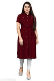 Rayon solid-colored women's kurti with short sleeves, stylish fashionista from India