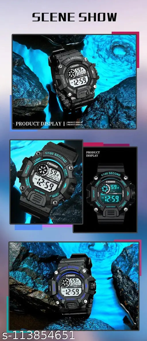 High-end silicone strap men's sports watch, digital LED calendar, waterproof, kids-friendly, India-made, perfect for outdoor activities