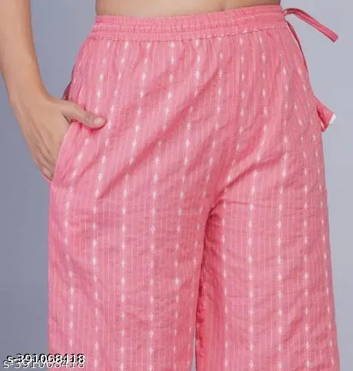 Pink cotton printed net trouser, Indian-origin women's fashion item in size 38/40/42/44