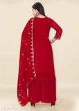 Maroon Zari Embroidery Georgette Kurta Set for Women and Girls - Festive, elegant traditional Indian attire with dupatta and bottomwear
