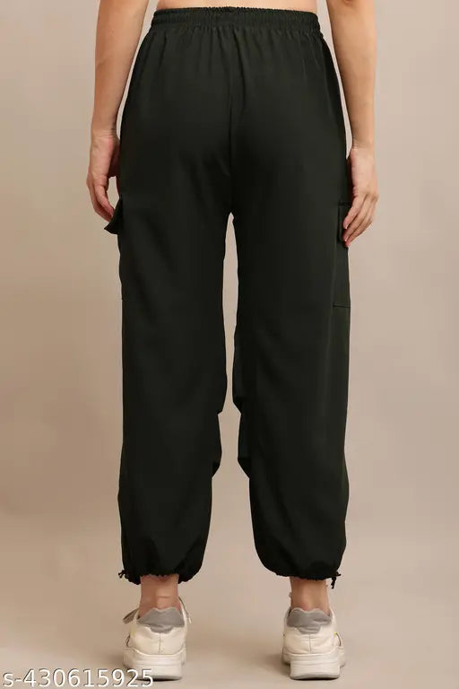 Solid lycra cargo pants for women, India-made activewear in sizes XS to XL