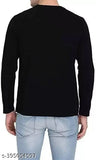 Printed black polyester long sleeve alphabet T-shirt, casual round neck graphic 'A' design for men