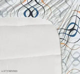White, 100% pure cotton, elastic fitted double bedsheet with 2 pillow covers (72x78 Inches), geometric design