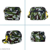 Camouflage polyester sling bag for men and women, durable and lightweight travel office business messenger bag with detachable strap, 4 compartments including cushioned tablet pocket, zippered front and back pockets, ideal for gadgets, tickets, passport, and documents