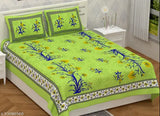 Fine cotton botanical flat sheets, SANGANERI Bedsheets for adult summer use, 4 pillow covers included