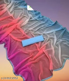 Multicolor Georgette saree with digital print and fancy lace border, free size, India-made Bollywood Aaliya Bhatt design