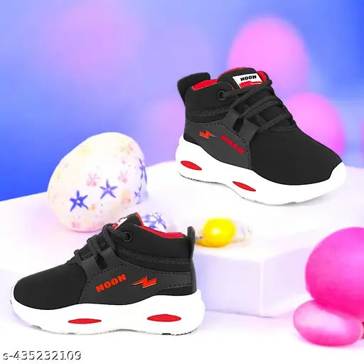 Unisex Kids Blue Stylish & Trendy Canvas/Rubber Sports Running Shoes for Boys and Girls - Breathable daily wear shoes in black, red, and blue colorways. Ideal for active kids, making them perfect for night outings. Fashion shoes with PU material for maximum breathability and easy velcro closure. Sizes: 9-12 Months to 10-11 Years. Made in India