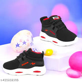 Unisex Kids Blue Stylish & Trendy Canvas/Rubber Sports Running Shoes for Boys and Girls - Breathable daily wear shoes in black, red, and blue colorways. Ideal for active kids, making them perfect for night outings. Fashion shoes with PU material for maximum breathability and easy velcro closure. Sizes: 9-12 Months to 10-11 Years. Made in India