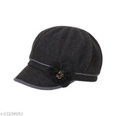 Wool Dopamine Women's Winter Beanie with Brim (Pack of 1), warm cable cap in solid design, Indian-origin premium quality winter hat