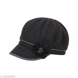 Wool Dopamine Women's Winter Beanie with Brim (Pack of 1), warm cable cap in solid design, Indian-origin premium quality winter hat