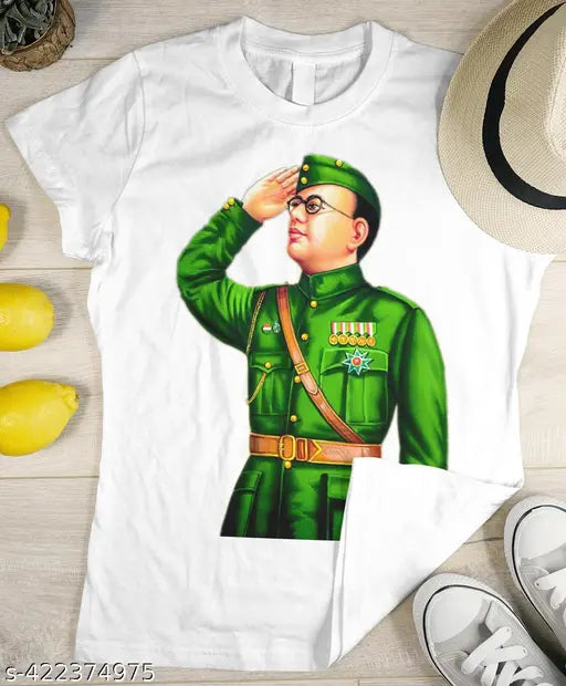 Subhash Chandra Bose printed polycotton T-shirt, men's round neck half sleeves, ultra soft, lightweight