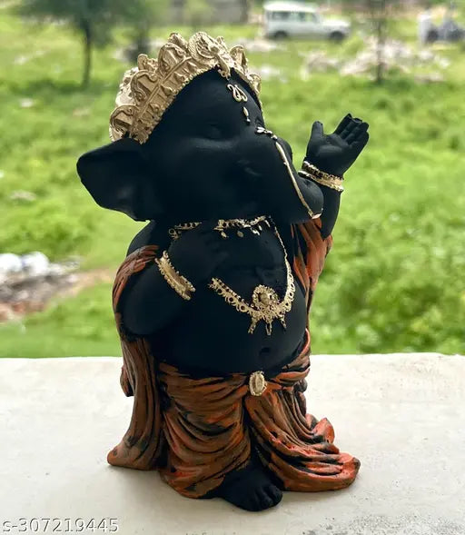 Multi-colored eco-friendly polyresin Lord Ganesha figurine for home decoration (3x6x3 inches)