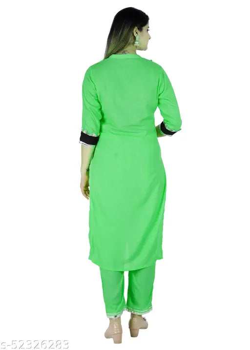 Rayon Alisha Superior Women's Solid Net Kurta Sets with Palazzos, three-quarter sleeves, Indian origin
