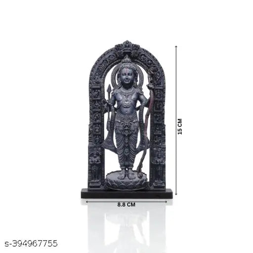 Wooden Ram Lalla statue (6 inch), premium MDF cutout replica from Ayodhya Mandir, perfect for home decor and pooja samagri. High quality synthetic wood frame painting. Great for gifting and easy to clean. Made in India