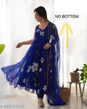 Fancy Georgette sleeveless printed net women's gown, high-quality Indian fashion for weddings or parties