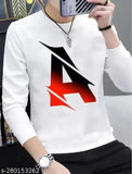 Blue printed men's polyester t-shirt with full sleeves, perfect for casual wear