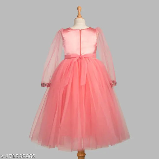 Dusty Rose embellished net dress, three-quarter sleeves for toddlers (1-2yrs), Indian #girlsfashion #toddlerdress #birthdaydress #summerdress #kidsclothing