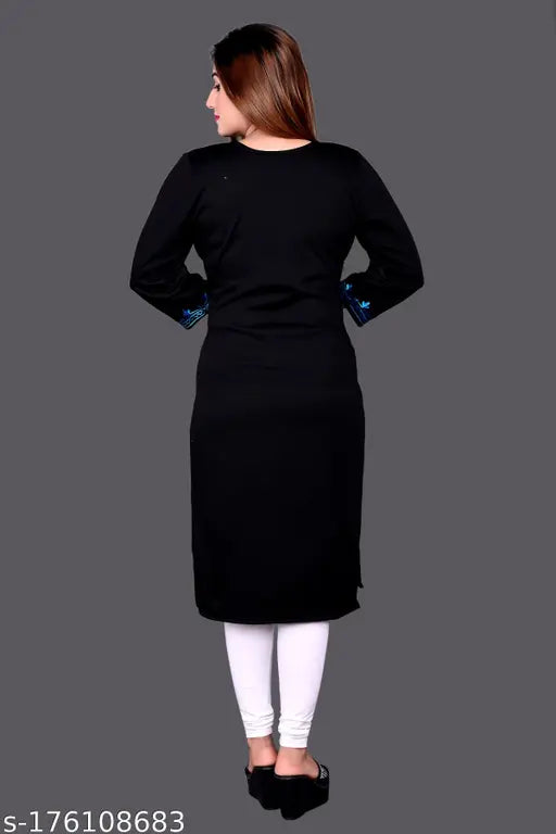 Woolen kurtis, embroidered three-quarter sleeve, warm wool winter fashion from India