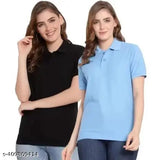 Vibrant cotton polo neck t-shirt combo for women (S, M, L, XL, XXL, XXXL) - Indian origin, classic comfort style