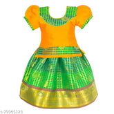 Embellished Chanderi Silk Lehenga Choli with waist belt, Indian ethnic wear for girls aged 0-7 years