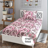 Glace cotton ethnic motifs fitted bedsheet & pillow cover, soft and attractive for summer, ideal for adults by SWAMI ENTERPRISES