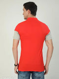 Cotton striped short-sleeve Quco color block polo for men - M: 36in chest, L: 38in chest, XL: 40in chest, XXL: 42in chest