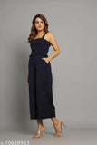 Solid color rayon party jumpsuit for women, sleeveless and vibrant, available in sizes S-XL