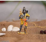 Multicolor Adi Shankara brass Lord Shiva statue with Trishul, religious car dashboard decor for home office or temple, 0.5 ft tall and wide