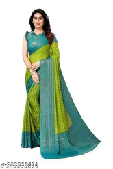 Golden chiffon and brasso saree, free size, India-origin