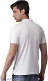 Breathable white cotton half sleeve polo t-shirt for men, solid design, ideal for all seasons