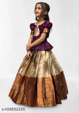 Baby silk taffeta Lehenga jacket, vibrant pattu long choli for Indian girls (size 18-12 years)