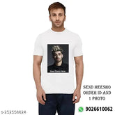 Personalized white cotton blend half-sleeve photo t-shirt with custom artwork, great for gifting on special occasions