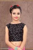 Indian embellished net saree for kids, solid pattern and separate blouse piece, sizes 3-14 years