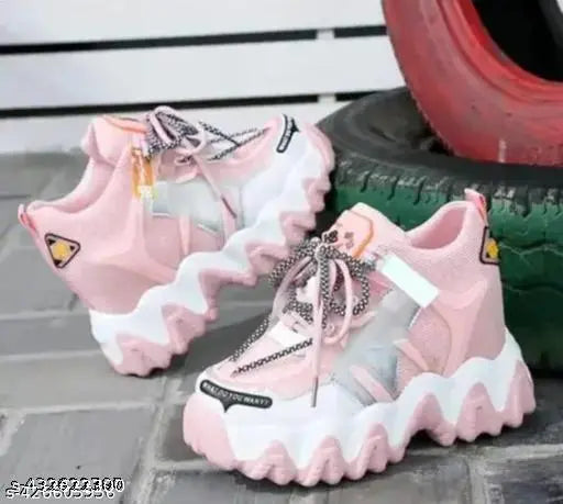 Women's Solid Mesh and Colorblocked PVC Casual Shoes, lace-up style in various sizes from 3 to 8