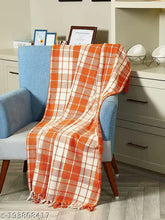 Orange and white plaid cotton blanket, 125x150 cm, 1200g - adds style and comfort to living room or bedroom
