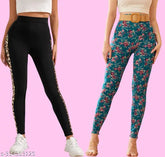 Multicolor print Lycra women's jeggings pack for active summer gymwear, size 26-36