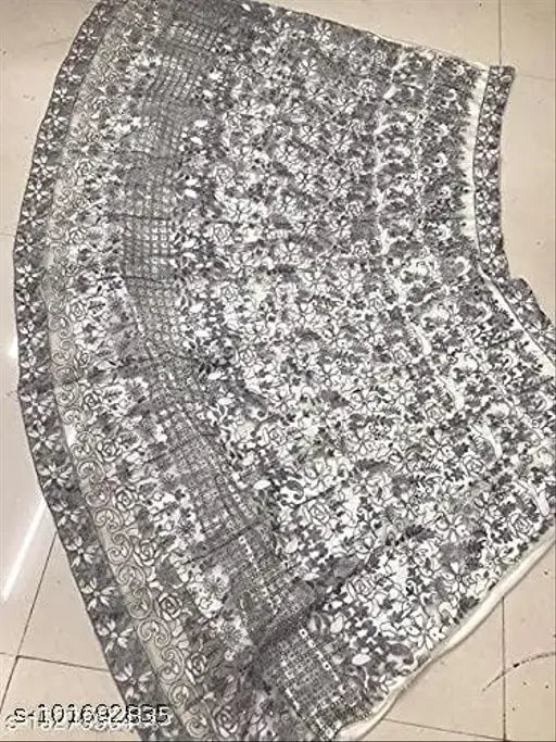 Trendy net lehenga with embroidered top and lace dupatta, free size, 44in waist, 42in length, 2m long, Indian origin