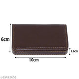 Classic faux leather business card holder, solid pattern, holds debit/credit cards & visiting cards, magnetic shut, Indian origin