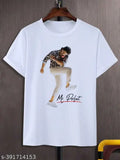White printed cotton blend t-shirt with Allu Arjun Mr Perfect Look design, perfect for all seasons