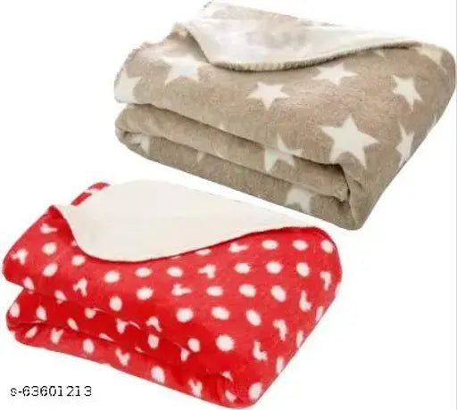 Fleece polka net baby blanket set, supersoft designer gift for boys & girls, all-season sleeping bag pack of 2