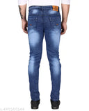 Denim mid-rise men's jeans, solid pattern, versatile for every occasion - size 28 (waist 28, length 41, hip 36), India origin