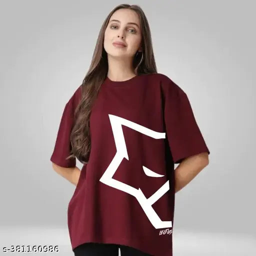 Cotton blend, oversized baggy T-shirt with Korean style print, ideal for casual wear on various occasions