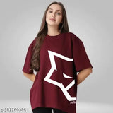 Cotton blend, oversized baggy T-shirt with Korean style print, ideal for casual wear on various occasions