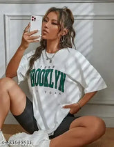 Cotton blend oversize back printed t-shirt by Veroconic on Veronica Brand - three-quarter sleeves, fits XS-XXXL, ideal for women and girls' casual outfits