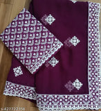 Vibrant Georgette & Satin Thread & Sequence Embroidered Lace Sari with Heavy Work Blouse - Indian fashion elegance