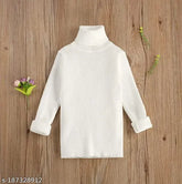 White pack of 1: Woolen high neck full sleeves striped sweater for baby girls, warm winter inner wear from Smarty Plus Clothing