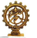 Antique gold finish handcarved Natraj statue, decorative religious sculpture for classical dance classes (Kathak Bharatnatyam), 7.5x6.3 inch Indian home decor or gift item